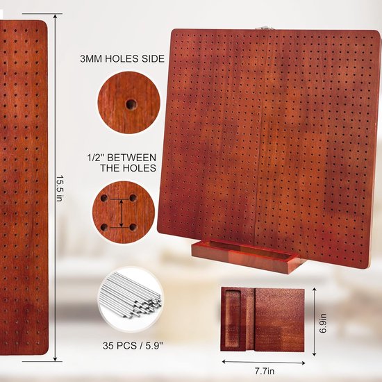Blokkeerplank Haken - Haakaccessoires Vierkant - Breiprojecten Vormgeven - Opvouwbaar Ontwerp - 39 cm - Rood — afbeelding 4