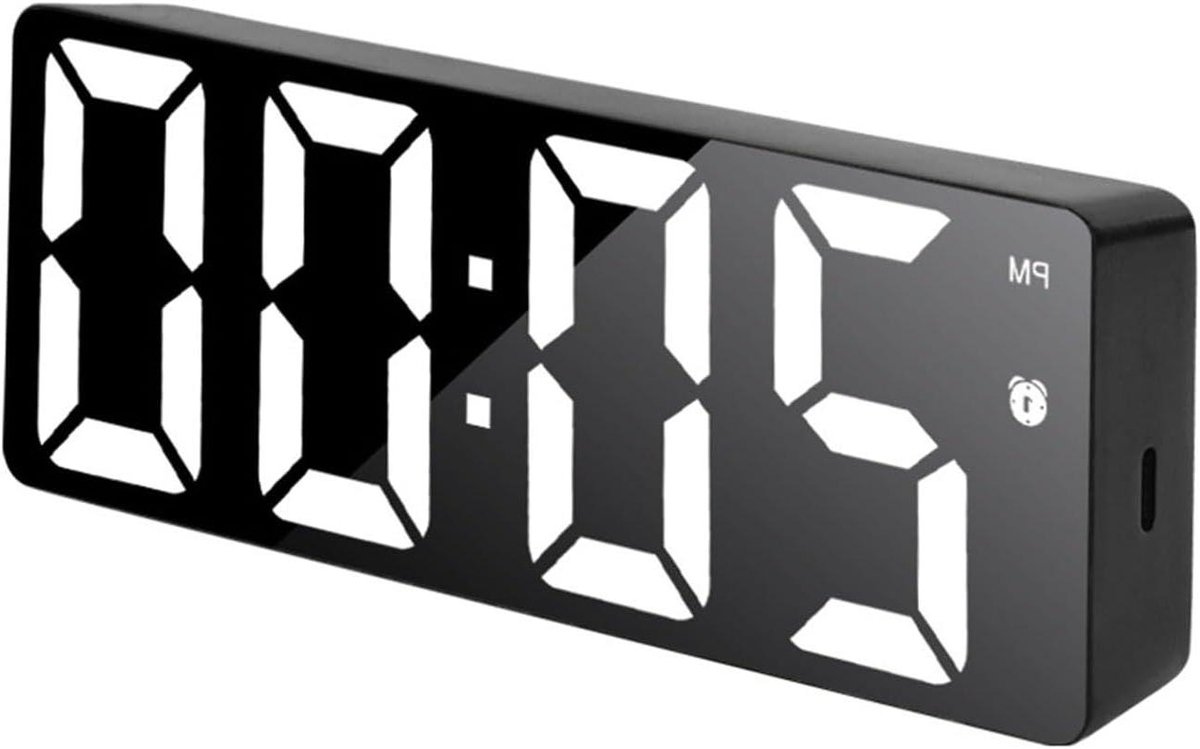 Digitale Wekker - Nachtklok - Wakker Worden - Dubbele Alarm Functie - Groot LED Display - Zwart Wit