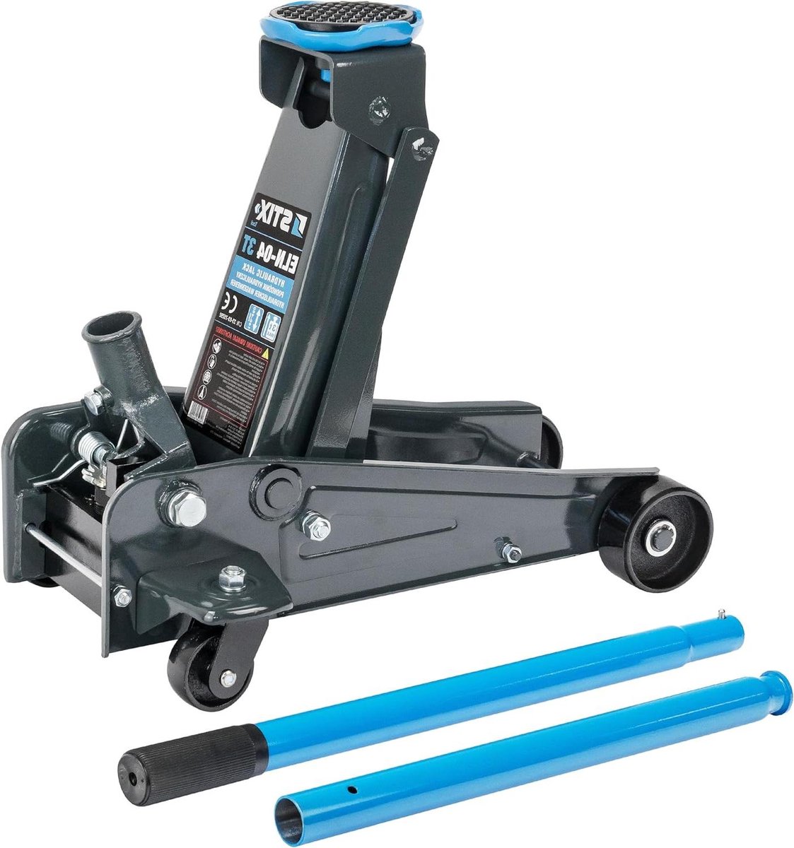 Hydraulische Krik - Auto Hefbrug - Voertuig Onderhoud - Dubbele Hendel - 3 Ton Hefkracht - Grijs/Blauw