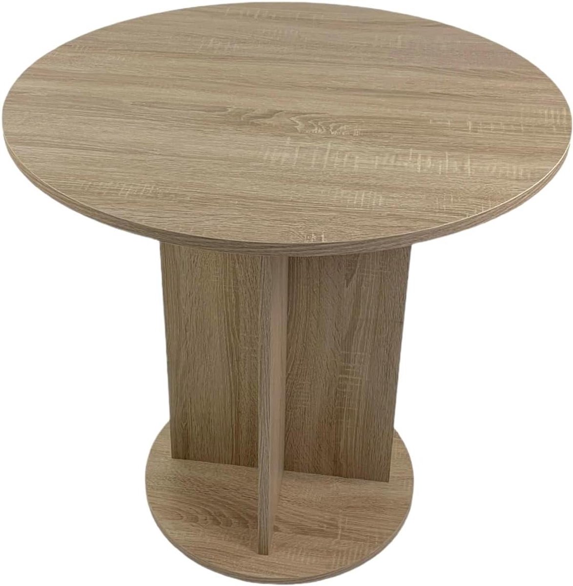 Eetkamertafel rond - Zuilen tafel - Kleine ruimtes - Sonoma eiken look - 79 cm - Sonoma