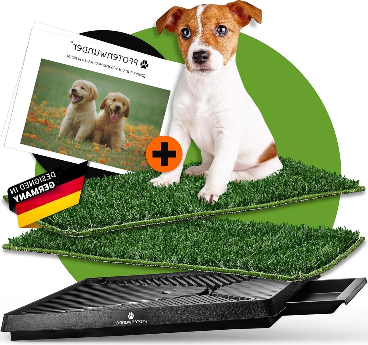 Hondentoilet - Puppytoilet Binnen - Zindelijkheidstraining Thuis - Easy Wash Gazon - 60 x 53 x 7 cm - Zwart Groen