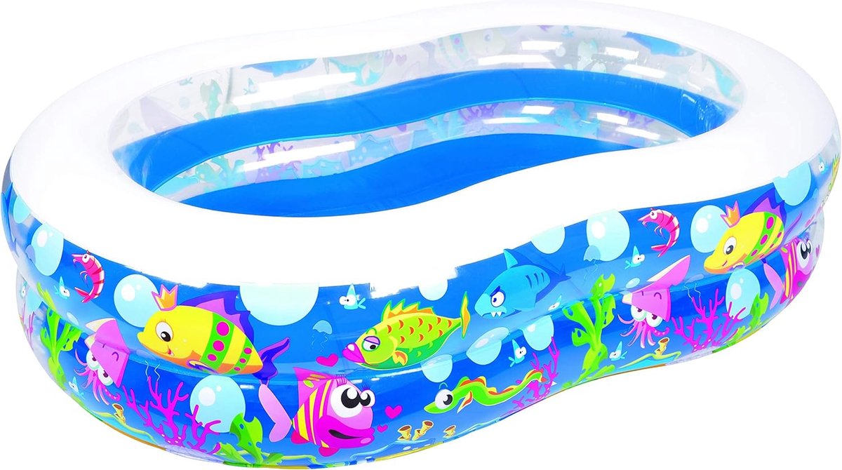 Thijox - Zwembad achtvorm Onderwaterwereld Design 175x109x46cm Inclusief Reparatieset - Ideaal voor Zomer, Kinderen, Tuin, Buiten Spelen