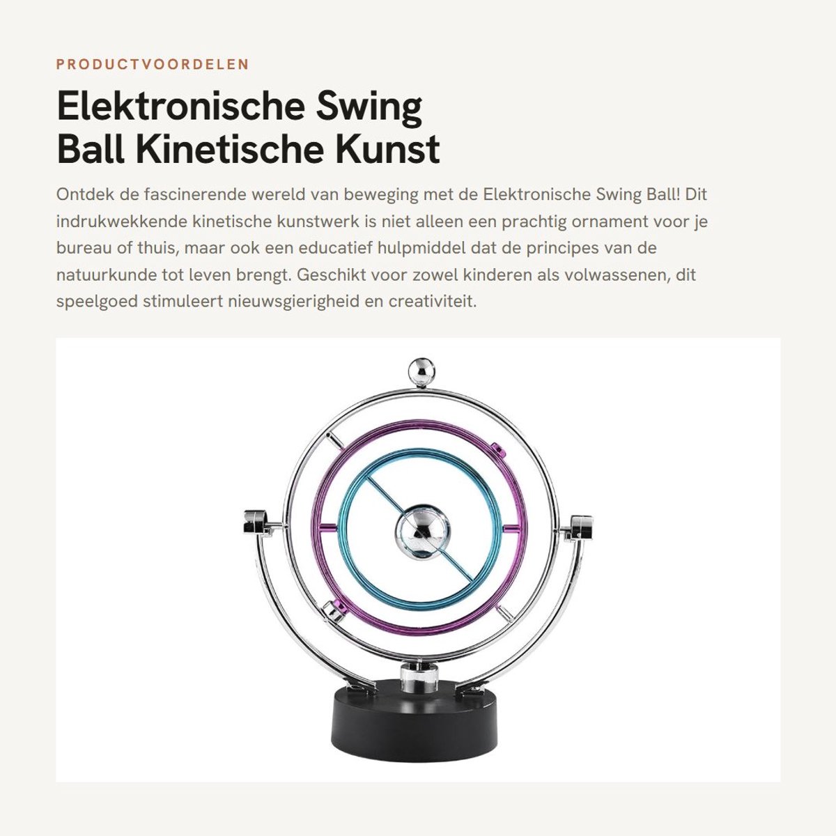 Dailygoods - Elektronische Swing Ball - Kinetische Kunst - Voor kantoor en thuis - Decoratief ornament - Natuurkunde speelgoed - Educatief en leuk - V...