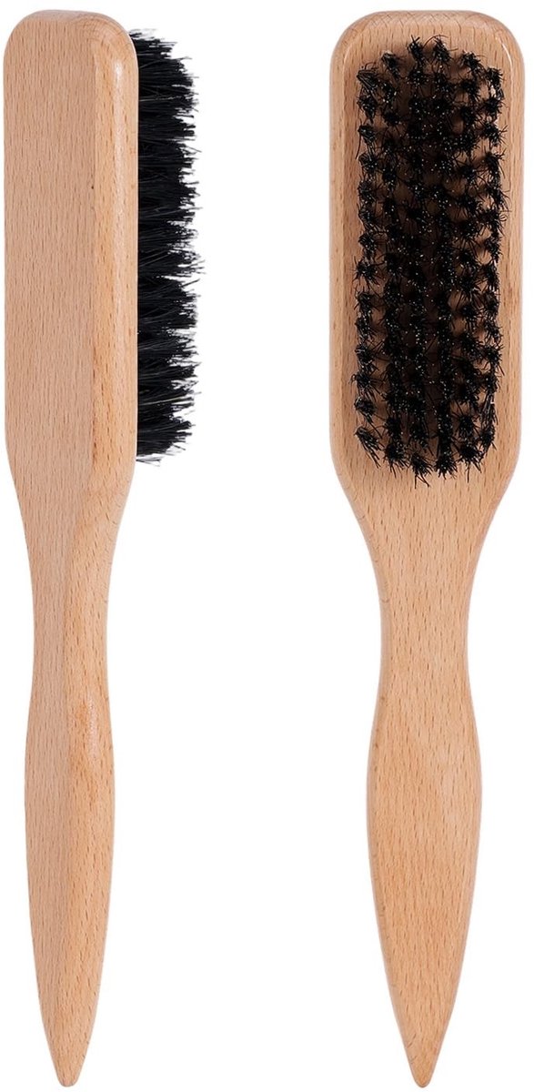 Dailygoods- Haarborstel Antiklit - 2 Stuks - Zachte Borstel van Varkenshaar - Houten Handvat - 22,5x4cm - Geschikt voor Dun en Fijn Haar - Stylingborstel