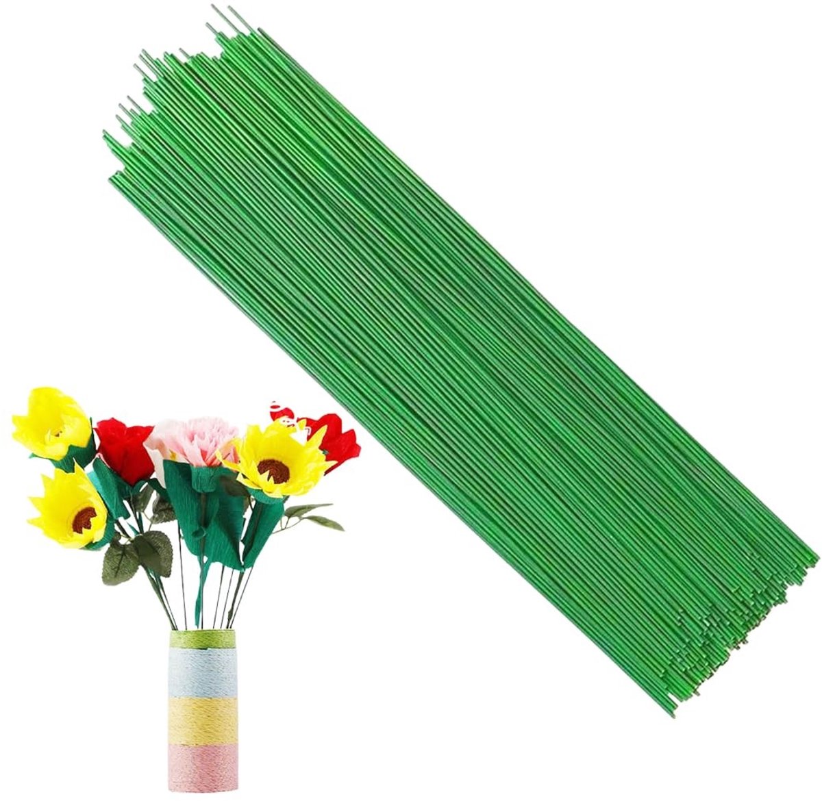 Dailygoods - Sieradendraad, 30 stuks, 2 mm groene draad, 30 cm lang, voor bloemstukken, kunstbloemen en boeketten.