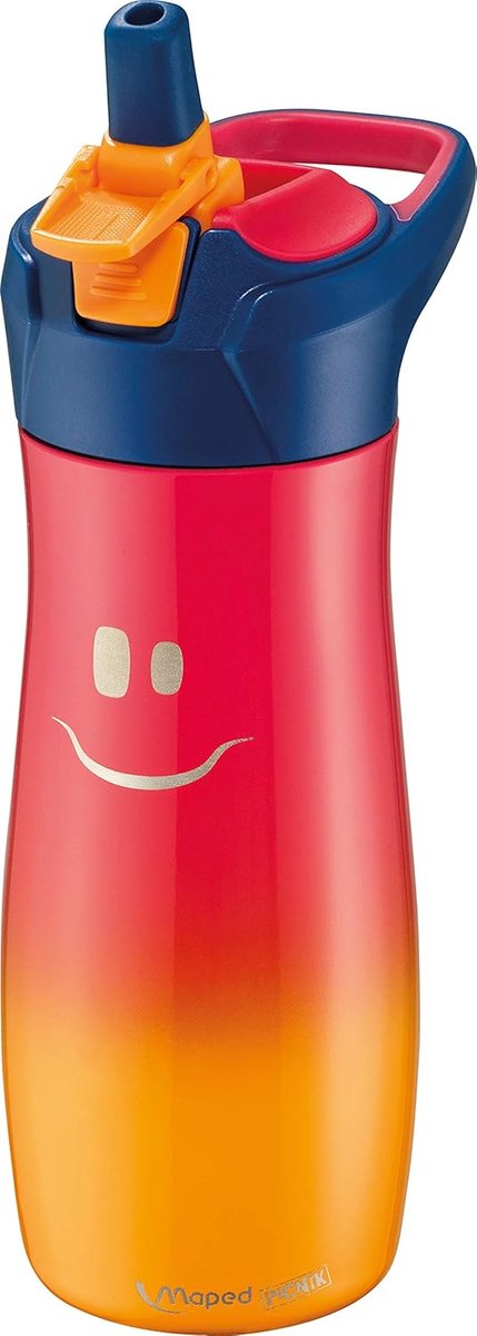SnelShoppen - Roestvrijstalen Drinkfles 580 ml Roze voor Kinderen - 100% Lekvrij met Draaggreep - Ideaal voor School, Sport en Uitstapjes
