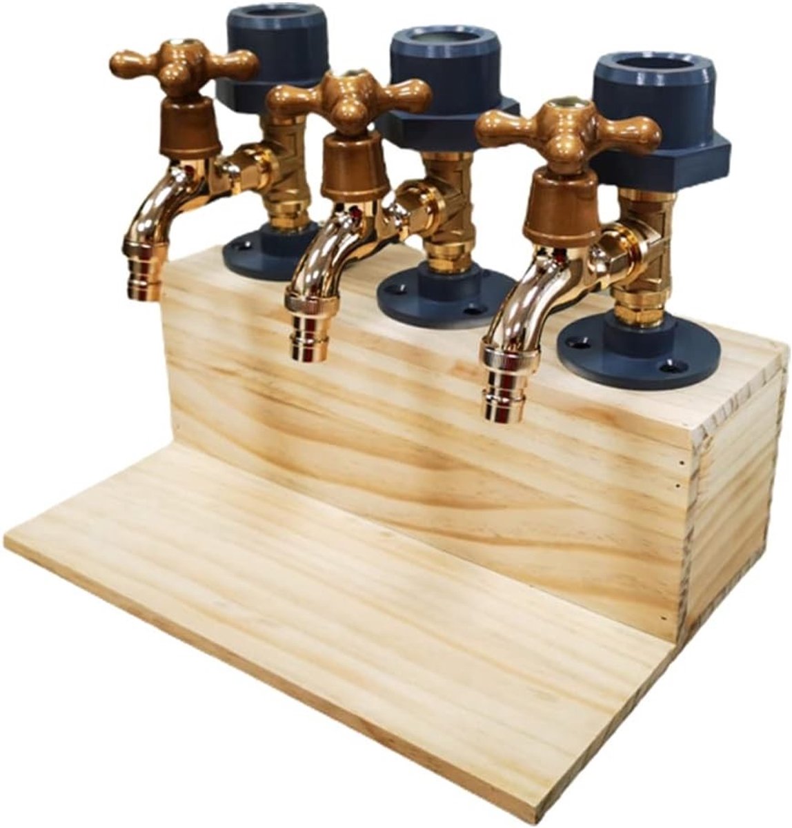 Houten Whiskey Dispenser voor Vaderdag - Drievoudige Tap voor Alcohol, Perfect voor Feestjes en Bargebruik, 30x23x20 cm