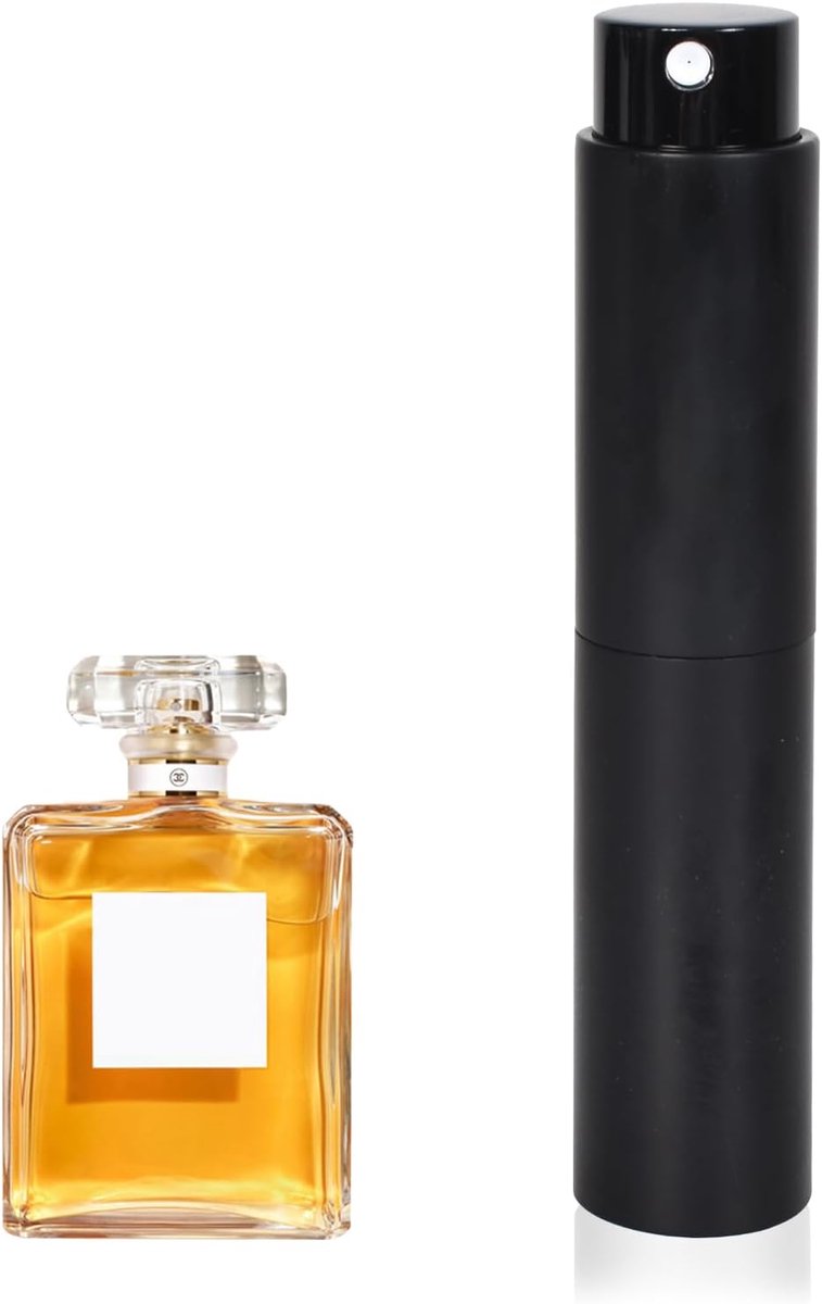 Thijox - 10 ml Refillable Parfumverstuiver - Draagbare Parfumfles met Spuitdispenser - Elegant Aluminium en Glas - Ideaal voor Reizen en Feesten - Zwa