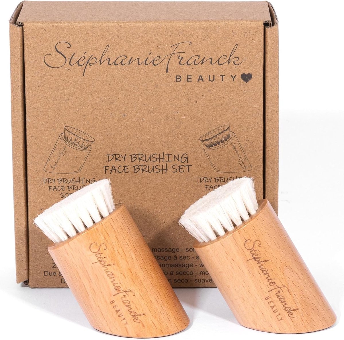 SnelShoppen - Set van 2 Zachte Gezichtsborstels - Natuurlijke Peeling en Ontspannende Massage - Beukenhout en Geitenhaar - Verzorging voor Gevoelige H