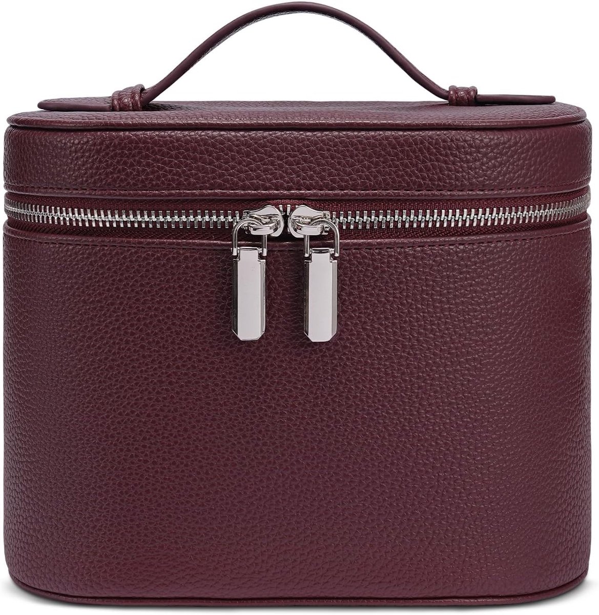 SnelShoppen - Cosmetic Bag voor Vrouwen, Reistassen voor Make-up, Harde Schelp Make-up Tas, Leren Reistas met Compartimenten en Handvat, Wijnrood, 20.