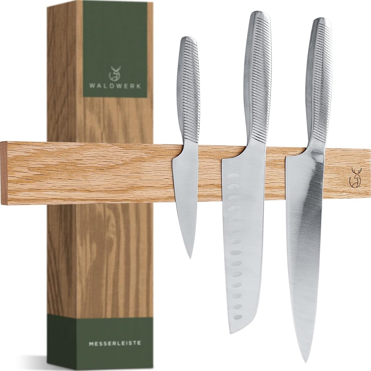 SnelShoppen - Magnetische Messenset Strip 40x5cm - Hoogwaardige Eiken Houten Magneten voor Zware Messen - Keukenaccessoire voor Koken en Koks