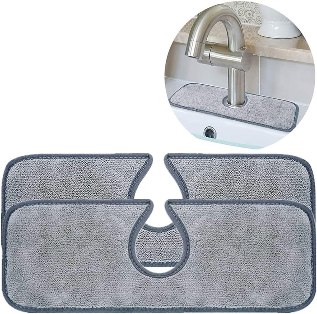 Thijox - 2 Stuks Microvezel Keukenkraan Gootsteen Absorbent Mat, Spatbescherming Pads voor