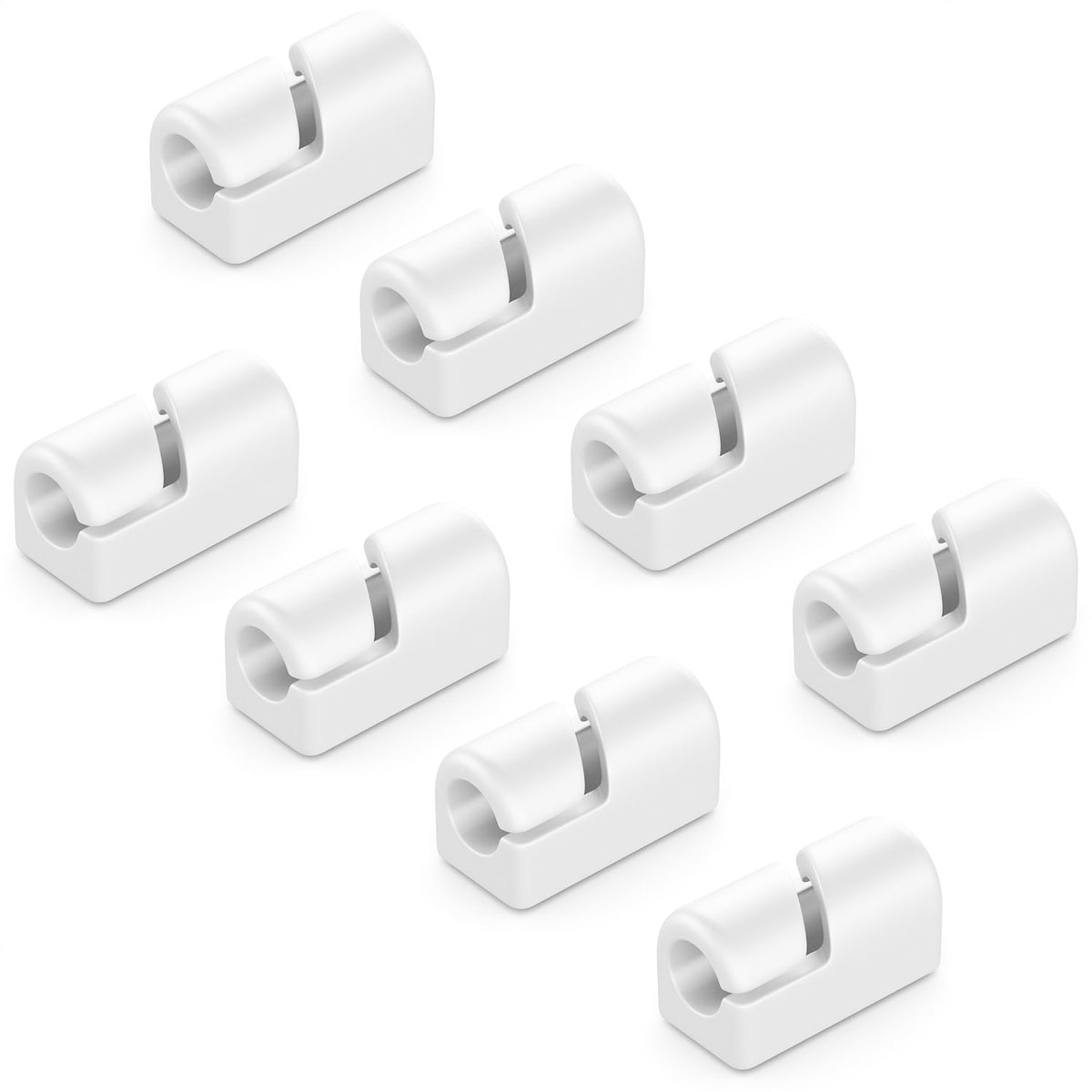 Thijox - 8 Stuks Zelfklevende Kabelhouders Kabelklemmen voor Kabelmanagement - Silicone Kabelclips Kabelorganizer in Wit voor Huishouden en Kantoor
