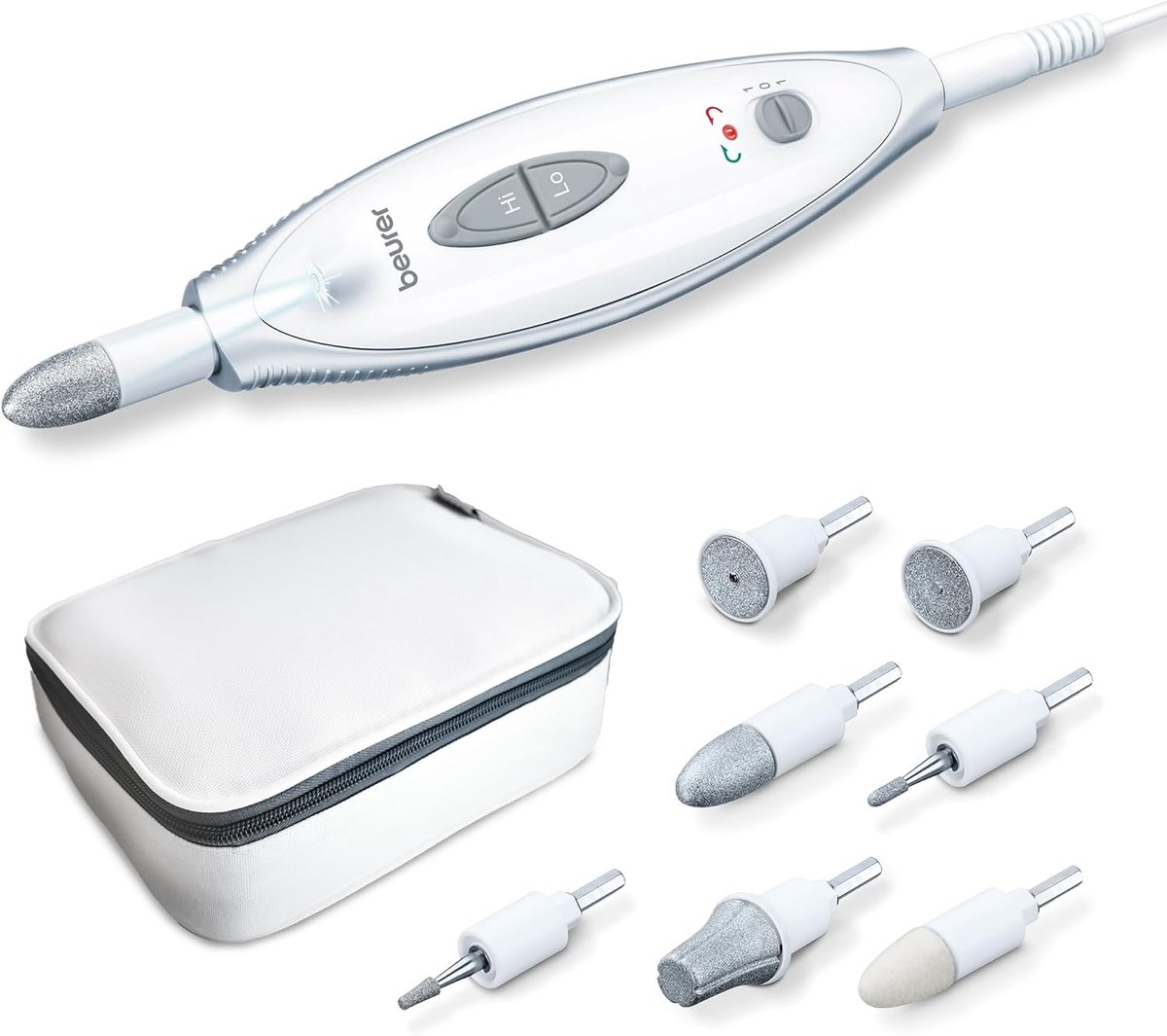 SnelShoppen - Elektrische Nagelvijl Manicure/Pedicure Set met 7 Opzetstukken, Helder LED-Licht, Draagbare Verzorging voor Nagels, Inclusief Opbergtas,
