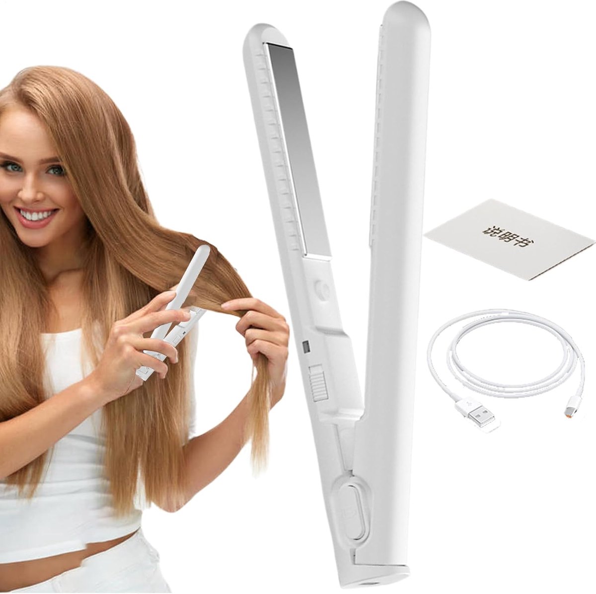 Thijox - Stijltang en Krultang 2 in 1 Draadloos, USB-oplaadbare Haarkrultang voor Kort Haar, Snelle Verwarming, Ideaal voor Feest en Reizen