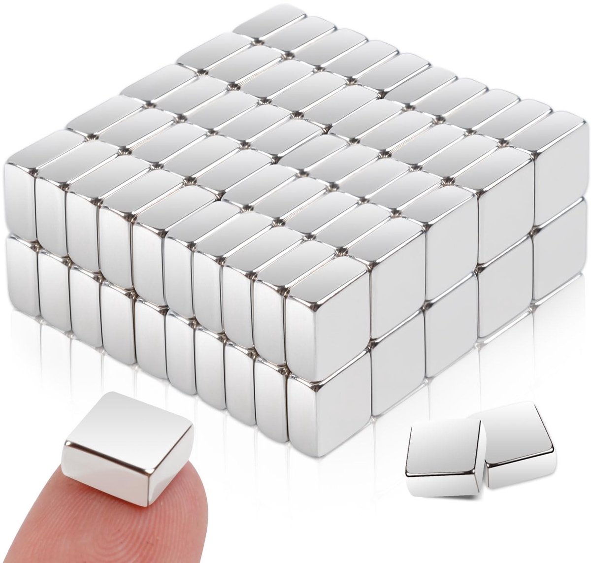 Inovra- Neodymium Magneten Extra Sterk - 100 Stuks - Klein/Rechthoekig - 8 x 8 x 4 mm - Mini-Magneet voor Prikbord - Magneetbord - Koelkast - Whiteboard