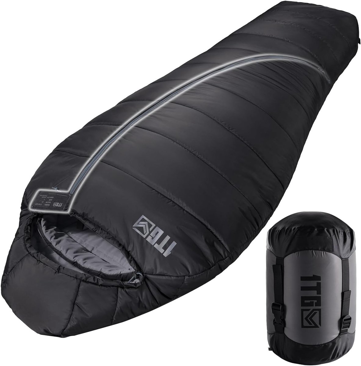 Tactische Slaapzak voor 4 Seizoenen - Compacte en Warme Slaapzak voor Volwassenen, Ideaal voor Outdoor Camping en Trekking (tot 185 cm)