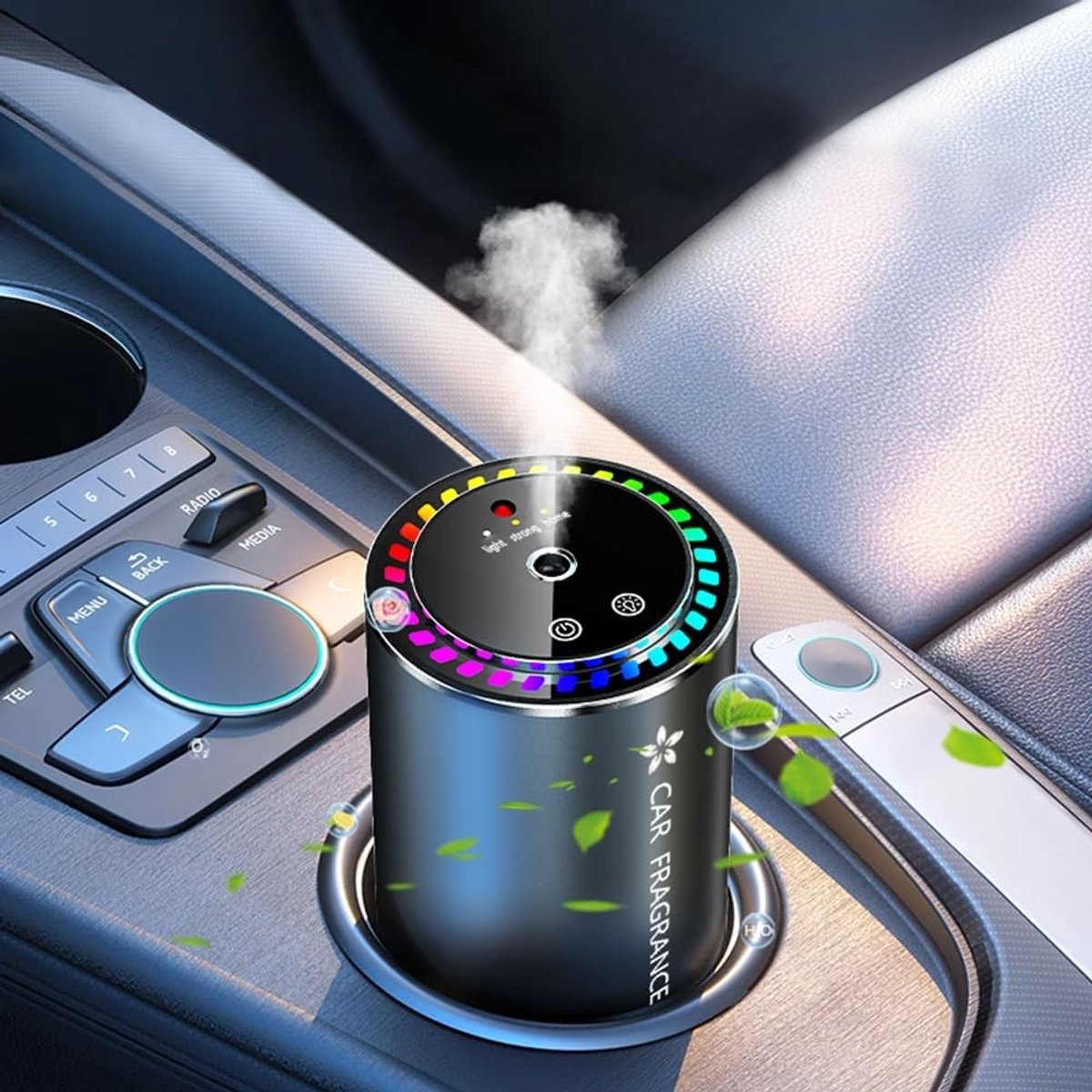 Luxe Luchtverfrisser voor Auto met LED Lamp, Verstelbare Geurconcentratie en Stille Sfeerlicht, Ideaal voor Interieur en Autotoebehoren