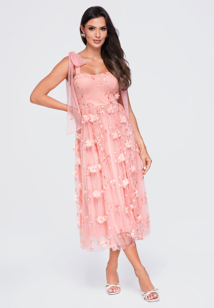 LARICA Jurk - Mouwloos - Rits - Gebloemd Roze S