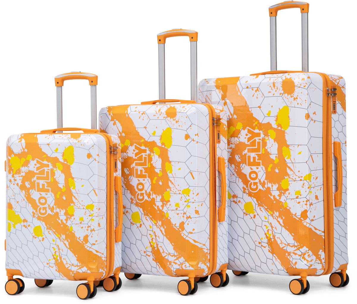 Kofferset 20/24/28 inch - 3-delige Reiskoffer Set - PC Materiaal - TSA Slot - Oranje