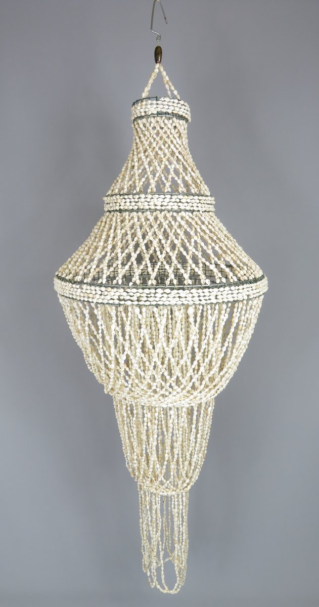 Witte Schelpenhanger 120cm! lamp beras Putih - hanglamp - handgemaakt - duurzaam - exotisch - unieke lamp - bohemian stijl - oosterse lamp - designlamp