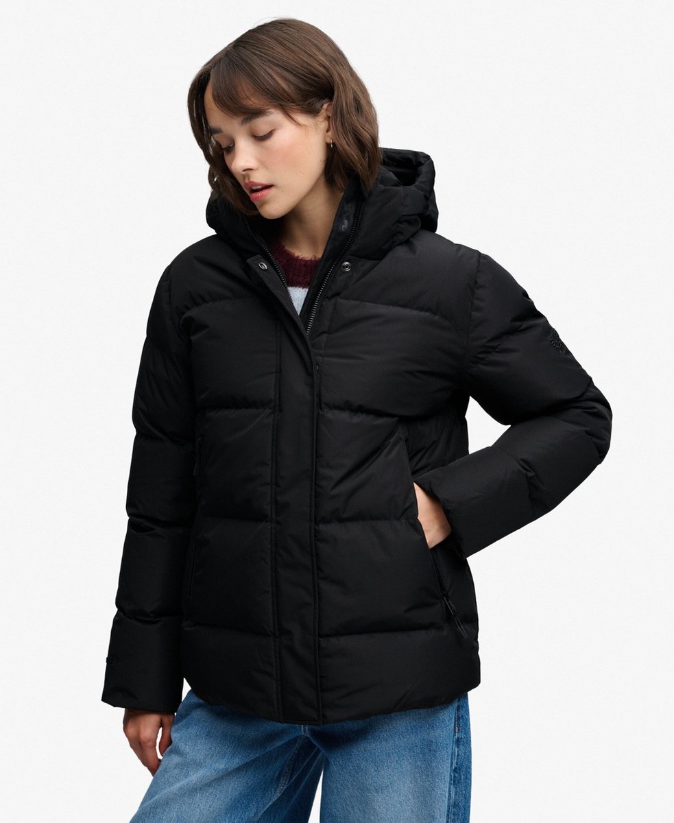 Superdry Jas Hooded 5 Baffle Sports Puffer W5012178a 02a Black Dames Maat - S