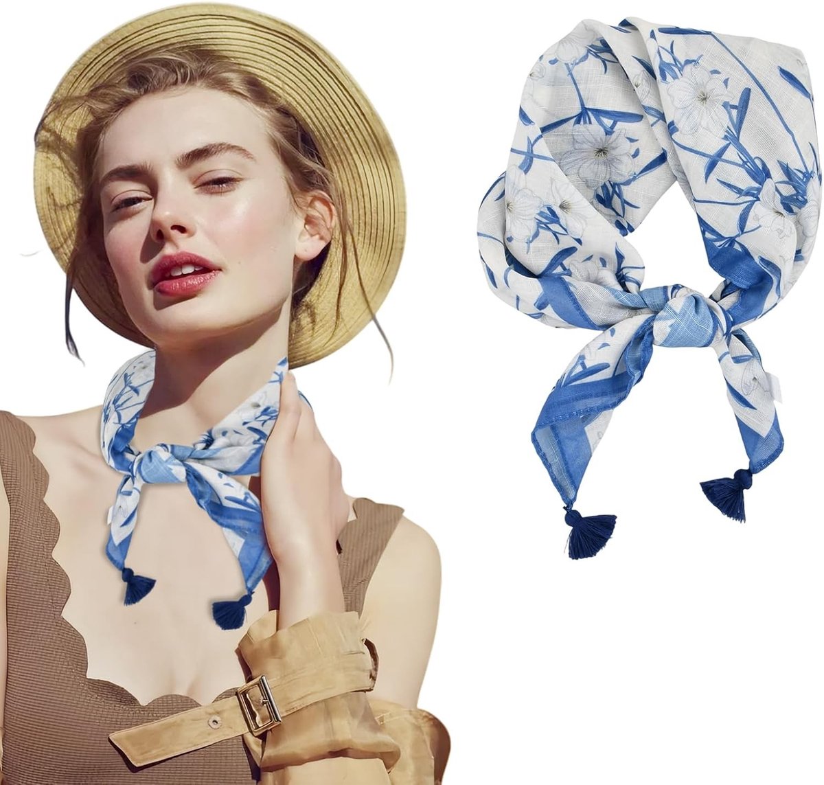 Retro Vierkante Chiffon Sjaal voor Vrouwen, Licht en Zacht, Perfect voor Alle Seizoenen, 60 x 60 cm, Mode Accessoire, Sjaal voor Dames