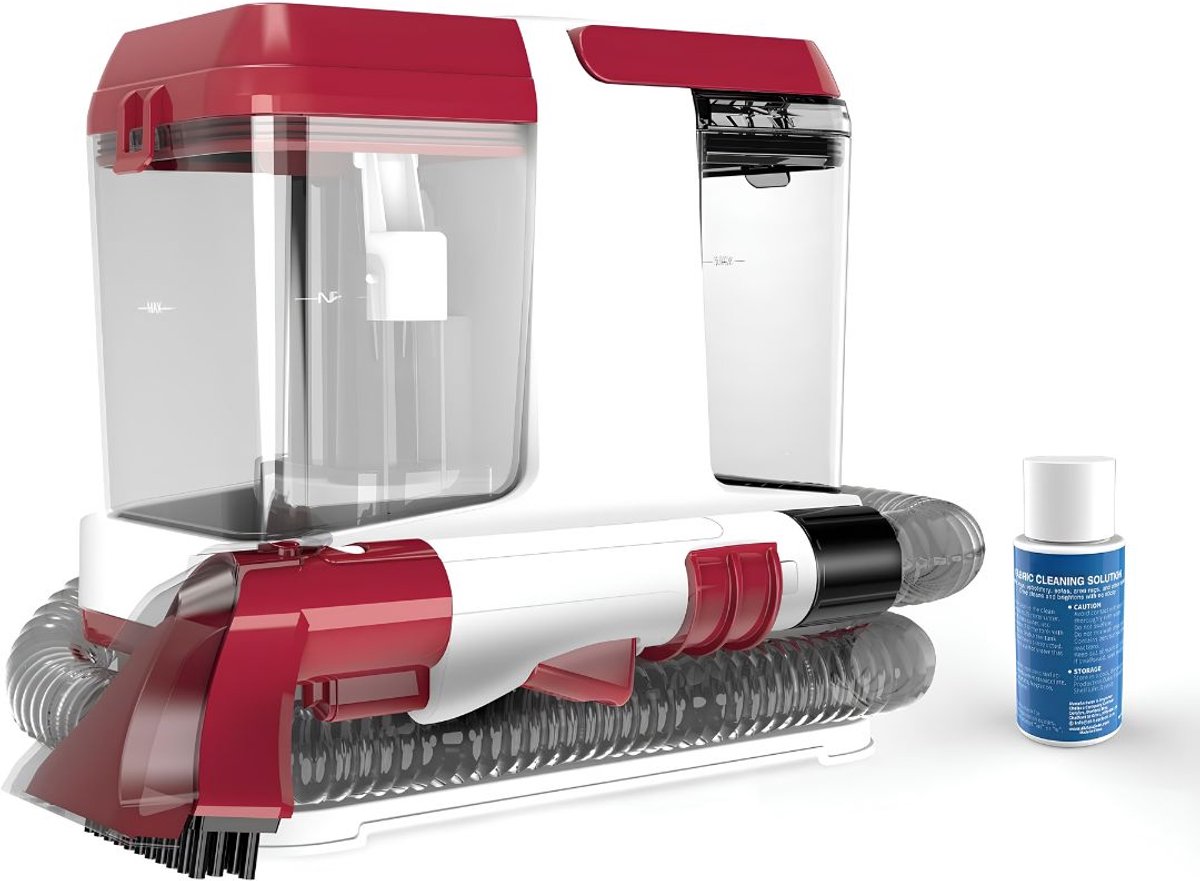 JCP® Vlekkenreiniger - Draagbare Wasstofzuiger - Dubbele Watertanks - Rood - 26cm x 25cm x 26cm