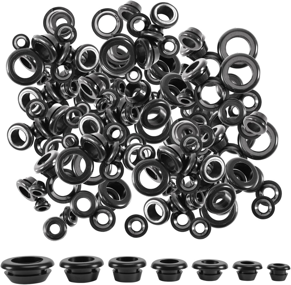 Set van 70 Waterdichte Rubber Klemmen, Kabeldoorvoeren en Sluitringen voor Kabelbescherming, Geschikt voor Diverse Kabelgroottes