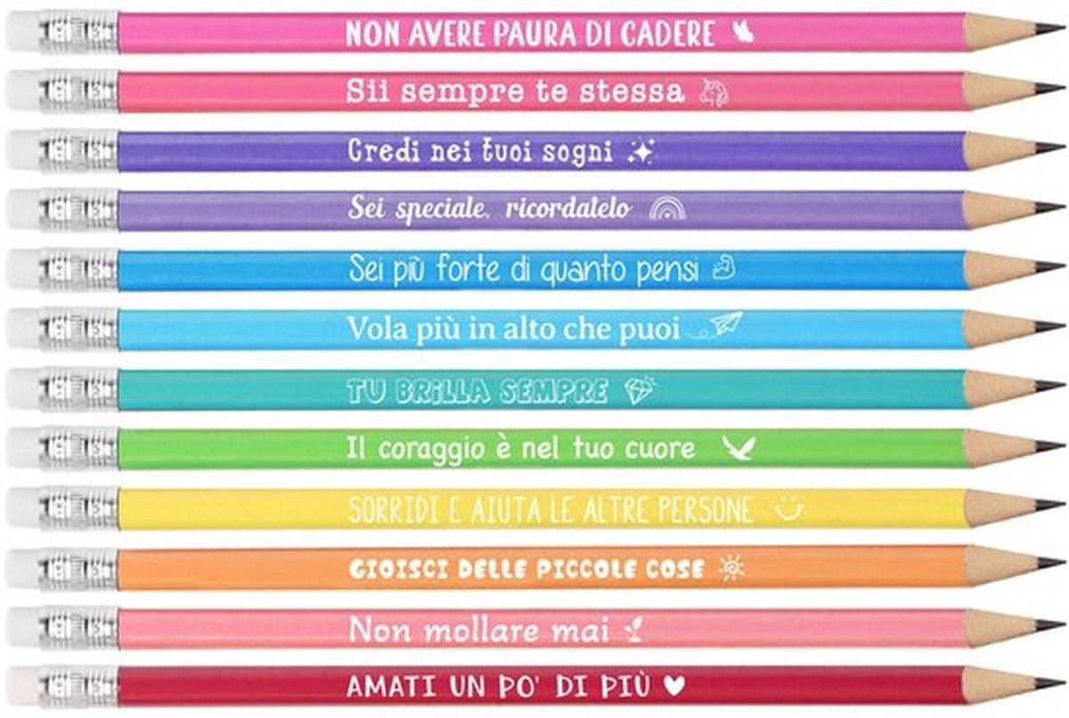 12 stuks potloden met inspirerende Italiaanse spreuken, kleine cadeaus voor scholieren, leraren