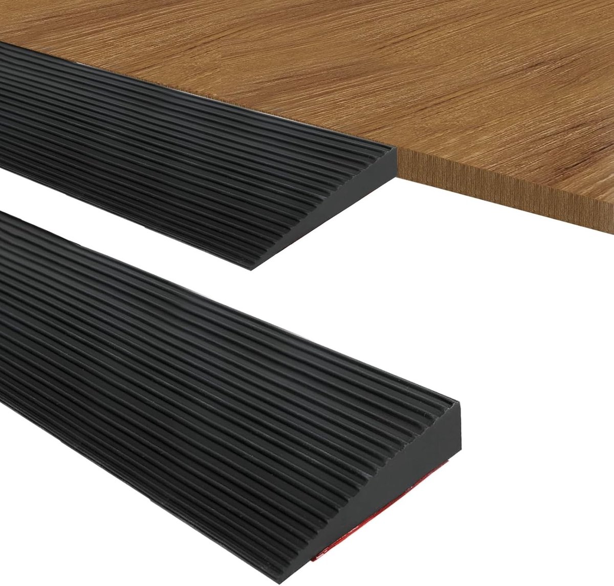 Drempelramp voor rolstoelen en scootmobielen - Zelfklevende rubberen drempel voor gemakkelijke toegang (Zwart, 200 x 8 x 1.5 cm)