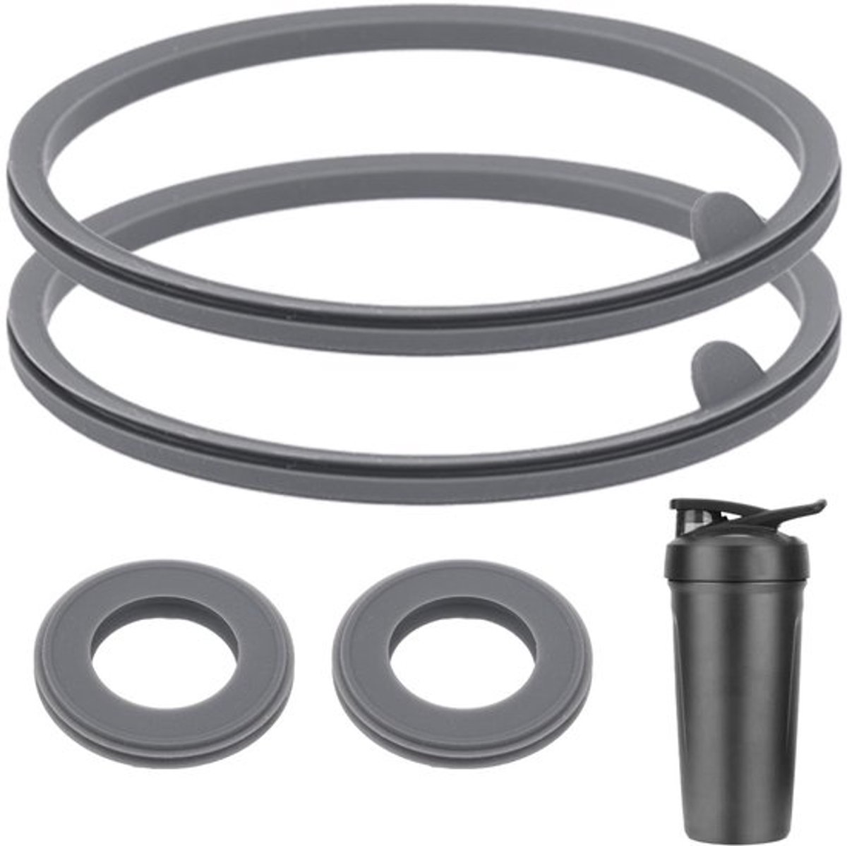 4-delige Vervangingsring voor Blenderbottle Strada Flip Shaker Cup - Silicoen Gasket Accessoires - Lekvrij voor 24oz & 28oz (Grijs)