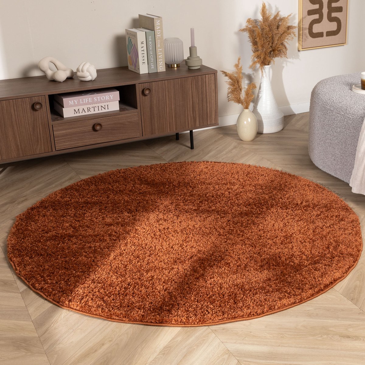 NATURL. Rond Hoogpolig vloerkleed - Wish Terracottacotta - Ø 230 cm