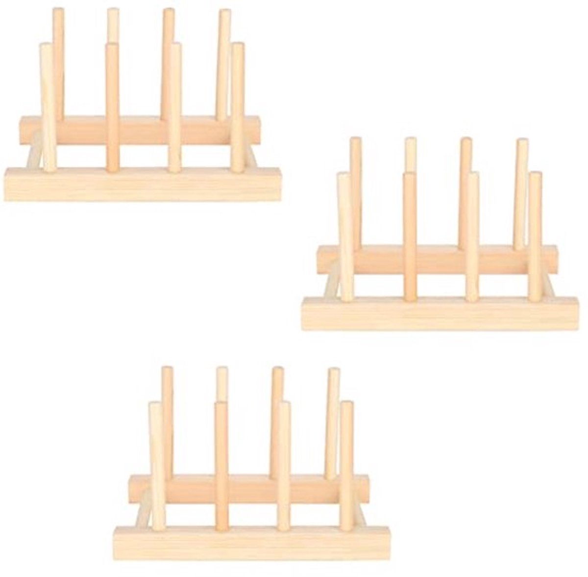 3 stuks houten serviesplanken staande staanders pannendekselhouder, keukenkastorganizer voor kommen, kopjes, snijplank, potdeksel
