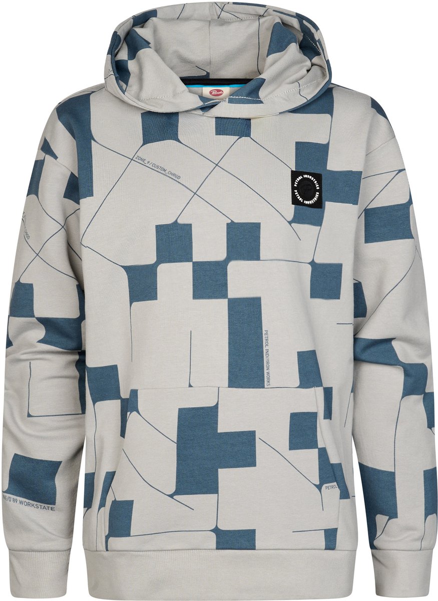 Petrol Industries - Jongens Hoodie met geometrische print - Zwart - Maat 152