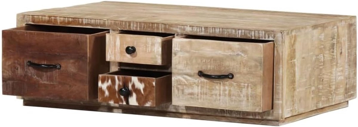 Salontafel - Bijzettafel Woonkamer - Opbergen Woonkamer - Handgemaakt Uniek - 90 x 60 x 30 cm - Bruin