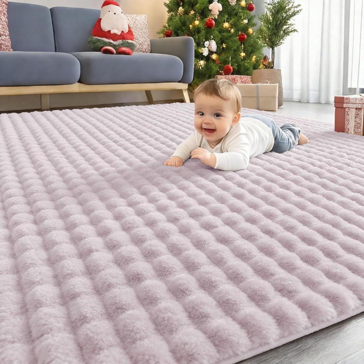 Hoogpolig Tapijt - Pluizig Vloerkleed - Woonkamer Aankleden - 3D Bubbelpatroon - 60 x 100