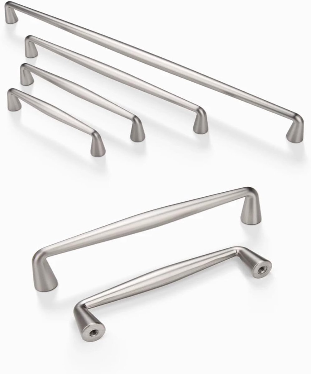 6 Stuks Keukenkastgrepen van Gesatineerd Nikkel, 192 mm, Moderne Handgrepen voor Keukens, Laden en Meubels
