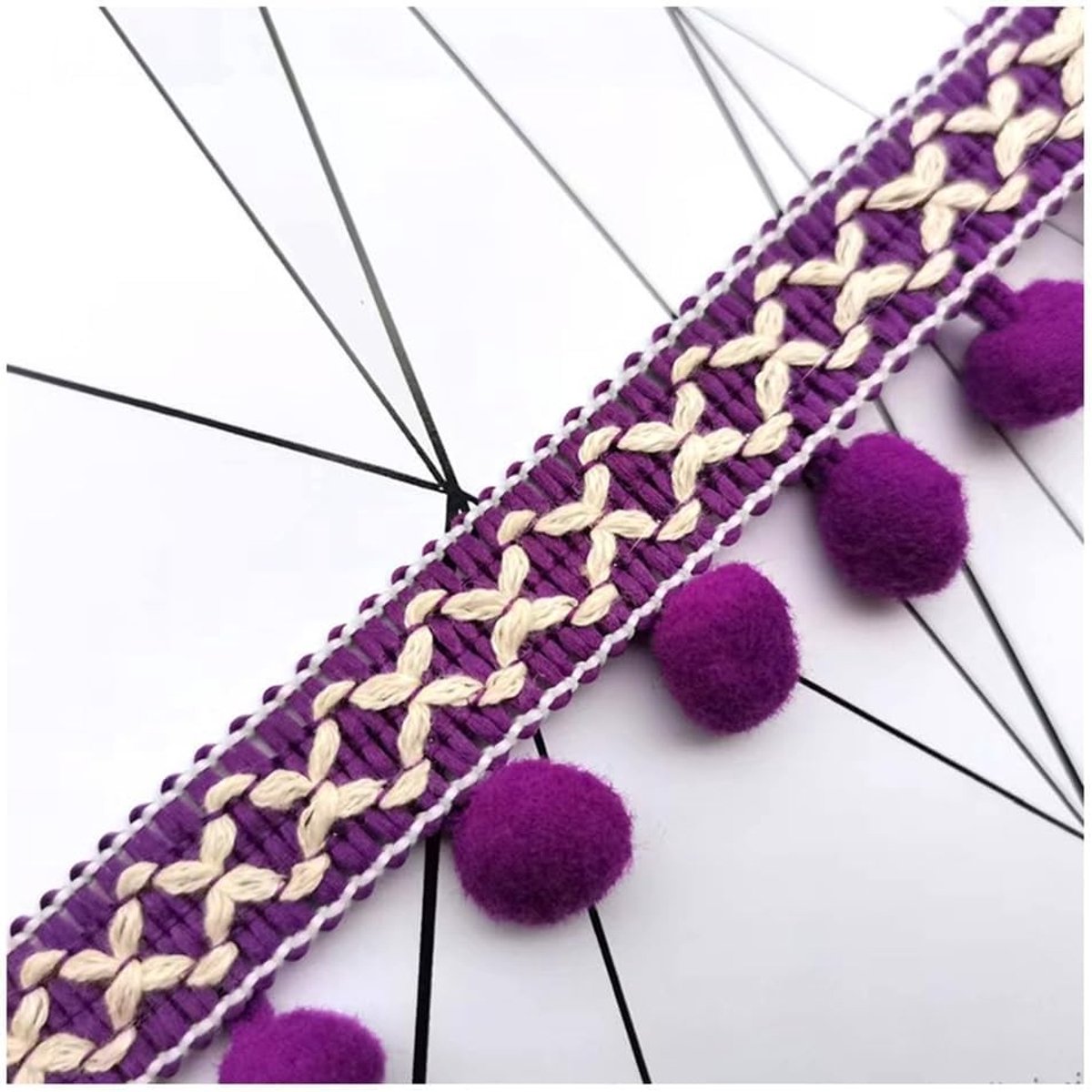 Kleurige Pompoms en Tassel Rand van 5 Yards, 3 cm, Perfect voor Naaiwerk, Ambachten en DIY Kostuums