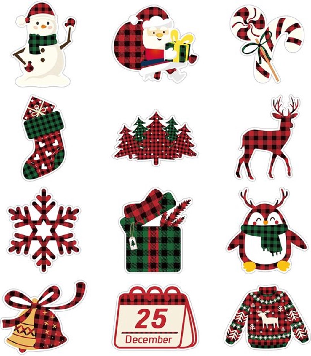 12 stuks kerstkoelkastmagneten, 12 ontwerpen kerstmagneten voor de koelkast schattige sneeuwpop geschenkdoos kerstman vakantiemagneten winterkoelkaststicker voor kerstfeestdecoratie