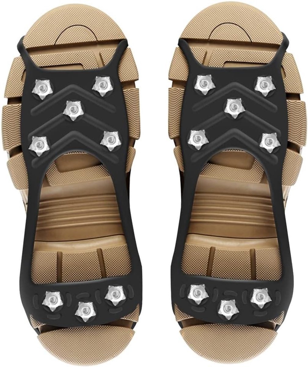 Traction screens van roestvrij staal, antislip ijzers voor schoenen, 8 spikes voor grip op sneeuw en ijs tijdens het wandelen