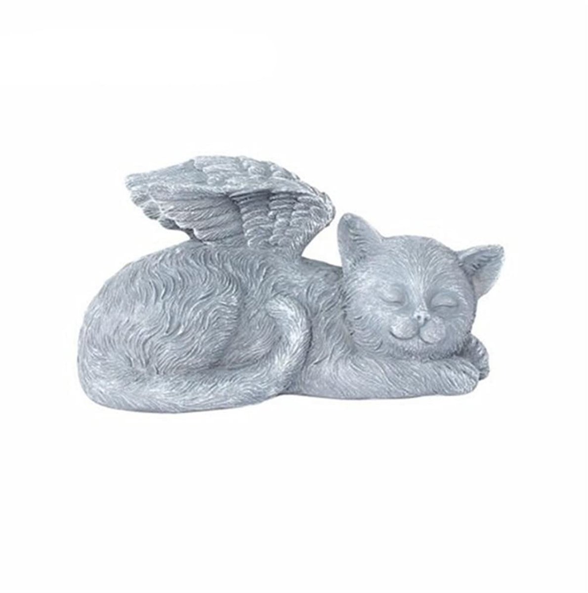 QTTVBTNA -Huisdierbeeld - Katten Gedenkteken - Tuinbeeld - Kat, 12×6×5,5 cm, hars, grijze steenlook - Weerbestendig, vervormt niet - Voor binnen en buiten - Als memorial stone of decoratie - Cadeau voor huisdiereigenaren