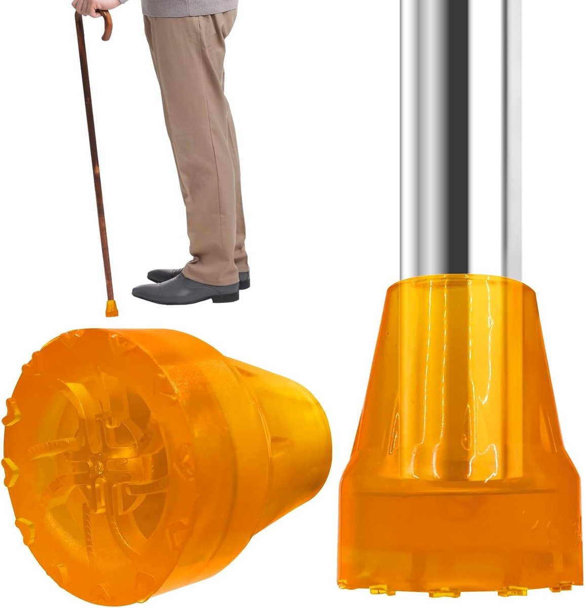 Stabiele en Slijtvast Wandstok Tips, Set van 2, Antislip, Geschikt voor 19mm Stokken, Duurzaam TPE Materiaal