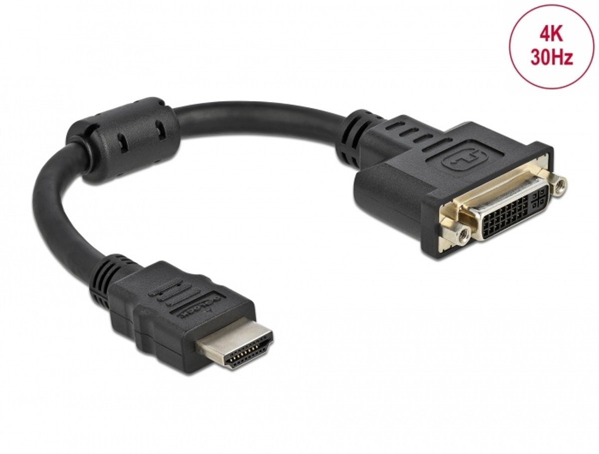 Image of Delock Adapter HDMI male to DVI 24+5 female 4K 30 Hz 20 cm