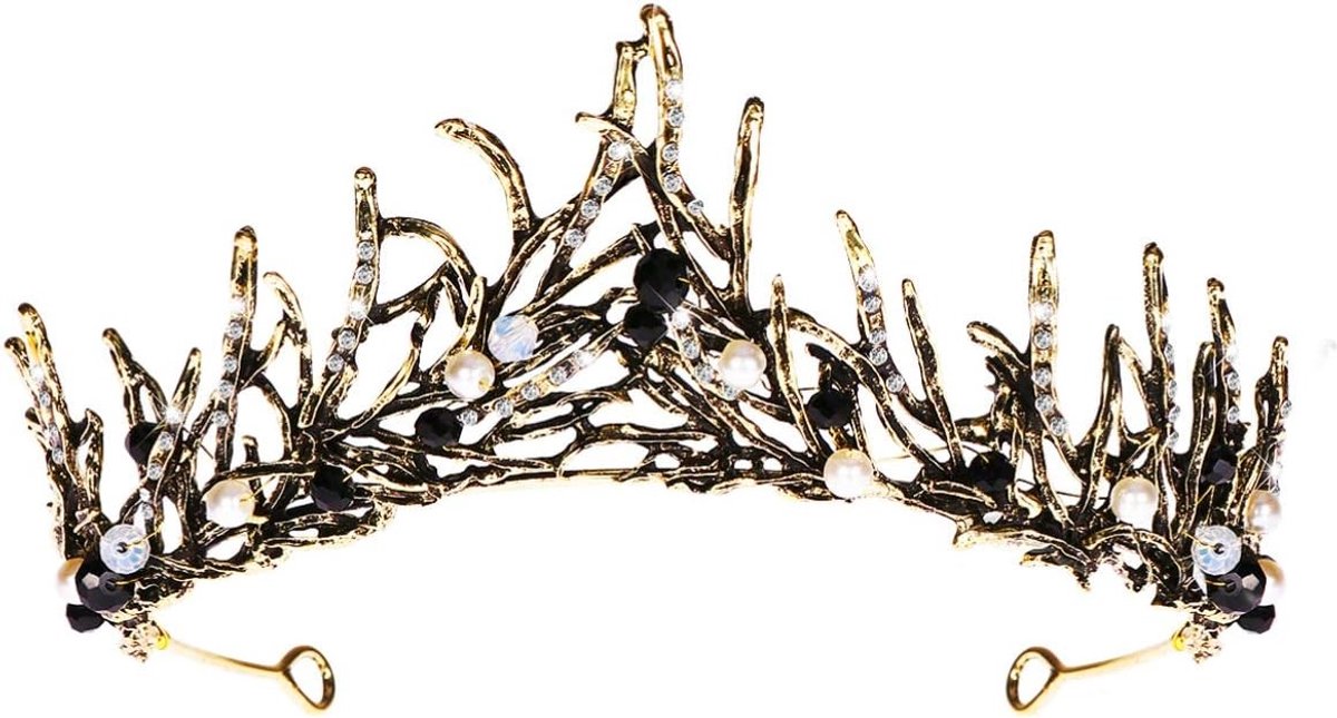 Elegante Zwarte Kroon voor Vrouwen, Barokke Bruidsaccessoires voor Speciale Evenementen en Trouwerijen