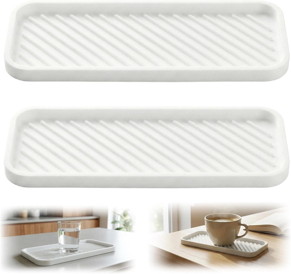 Multifunctionele 2-delige set gootsteenorganizer met sponshouder en antislip zeepschaal voor de keuken, ideaal voor een opgeruimde afwasruimte
