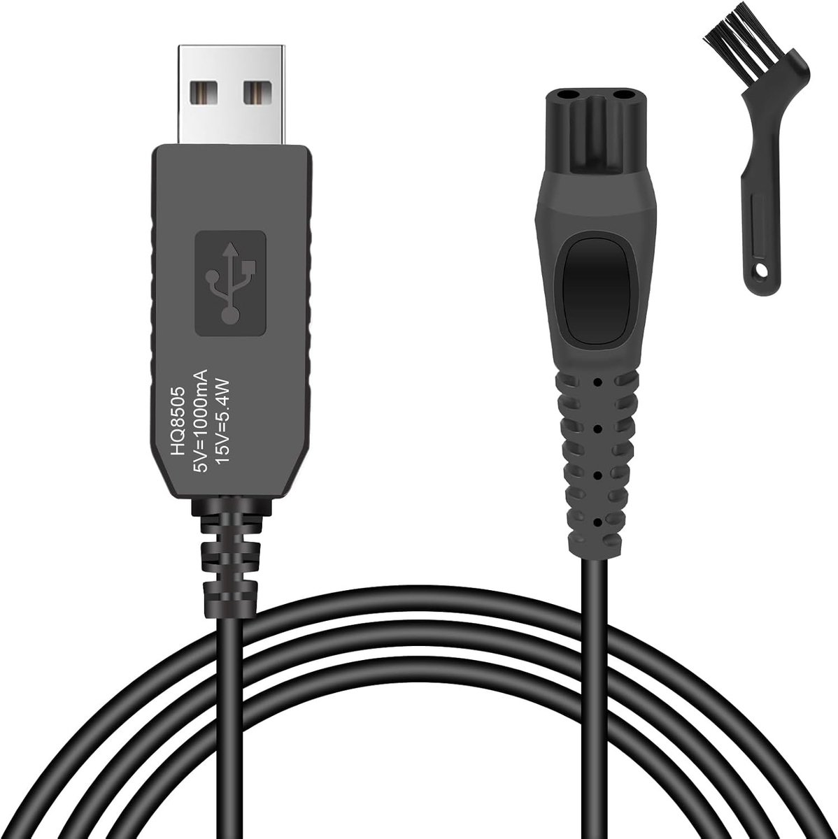 Oplaadkabel voor scheerapparaat 15V met USB, inclusief kleine borstel voor optimale verzorging van verschillende Philips Series HQ8100, RT7 en RQ3 modellen