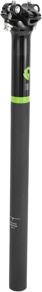 Verstelbare Fietszadelpen voor Comfortabel Fietsen, Hoogte en Hoek Instelbaar, 27,2 x 400 mm, Koolstofvezel, Zwart en Groen