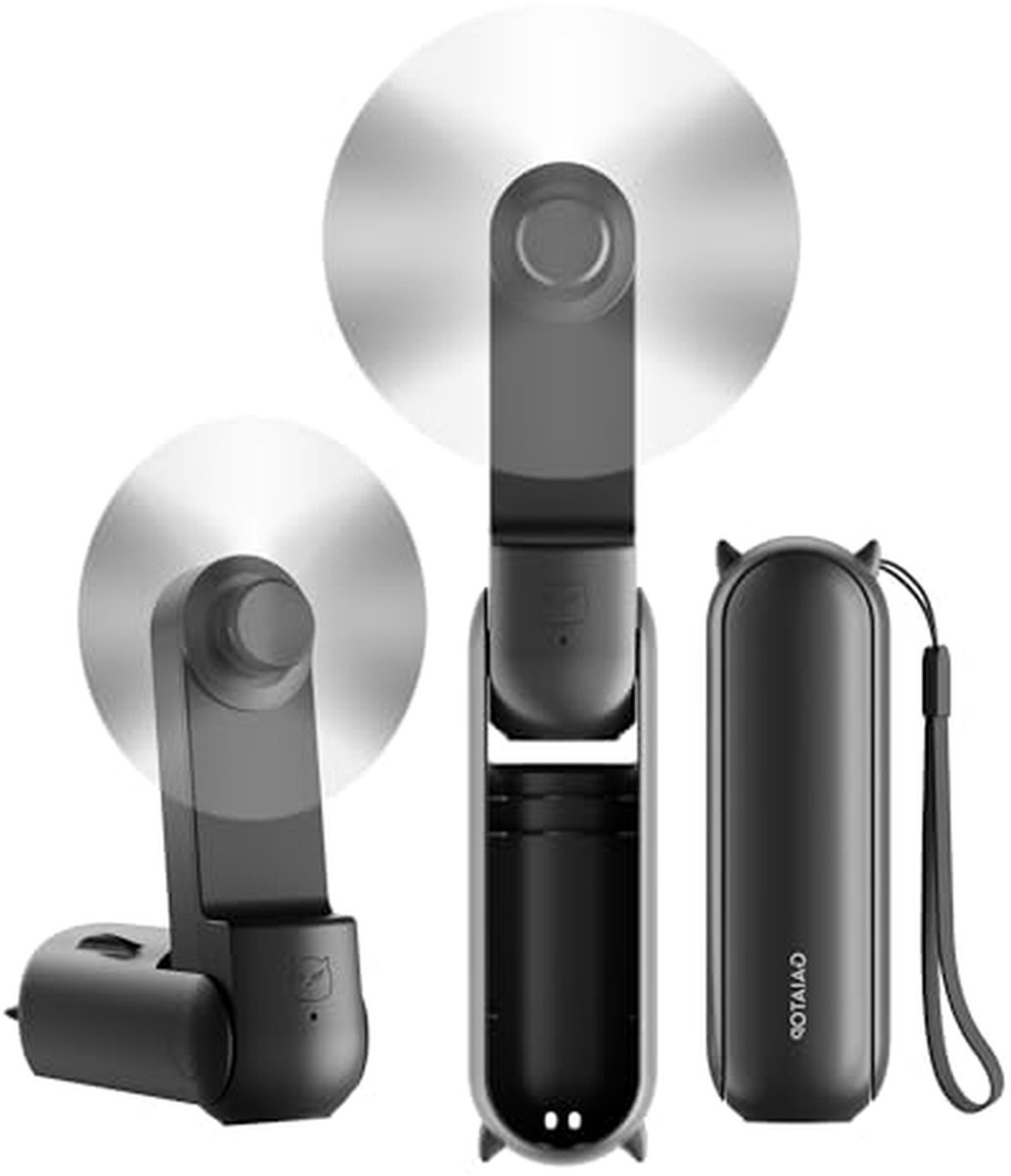 Draagbare Handventilator - Mini Ventilator - Persoonlijke Koeling - Opvouwbaar Ontwerp - 2000mAh Batterij - Zwart