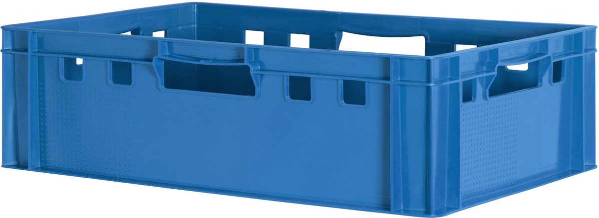 1 E2 Vleeskrat, Blauw, Voedselveilig, Slagerskist, Opbergdoos, Plastic Bak, Stapelbaar, 60 x 40 cm, Kingpower